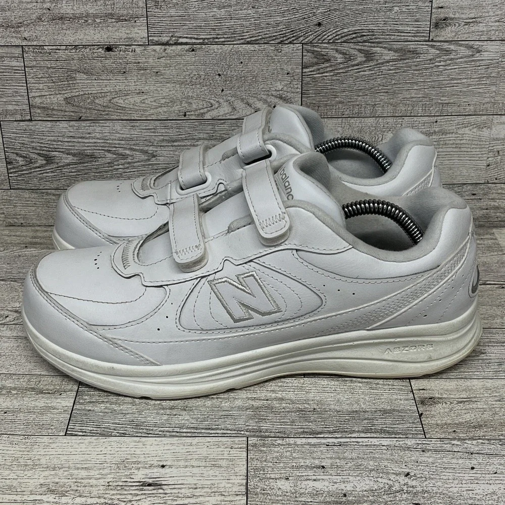 New Balance 577 MW577VW White Leather Hook And‎ Loop Shoes Men Size 8 2E
